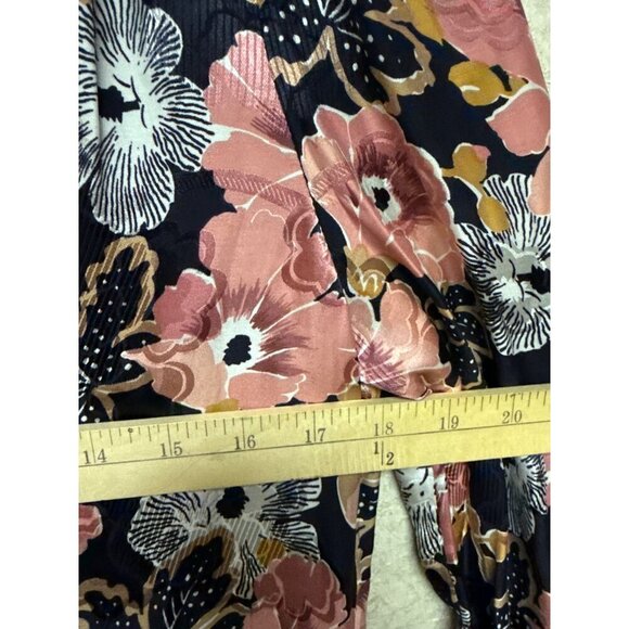 Rebecca Taylor Women's Blouse Jardin Floral Button Front Indigo Silk Blend  4 - Picture 7 of 11